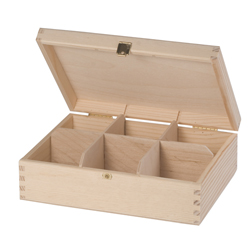 Tea box - 6 compartments - 21 x 16 x 7 cm