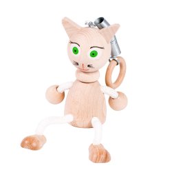 Puppet to suspend in natural wood "Cat"