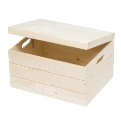 Chest - flat cover - 40 x 30 cm - Ht 24 cm - pinwod white patina